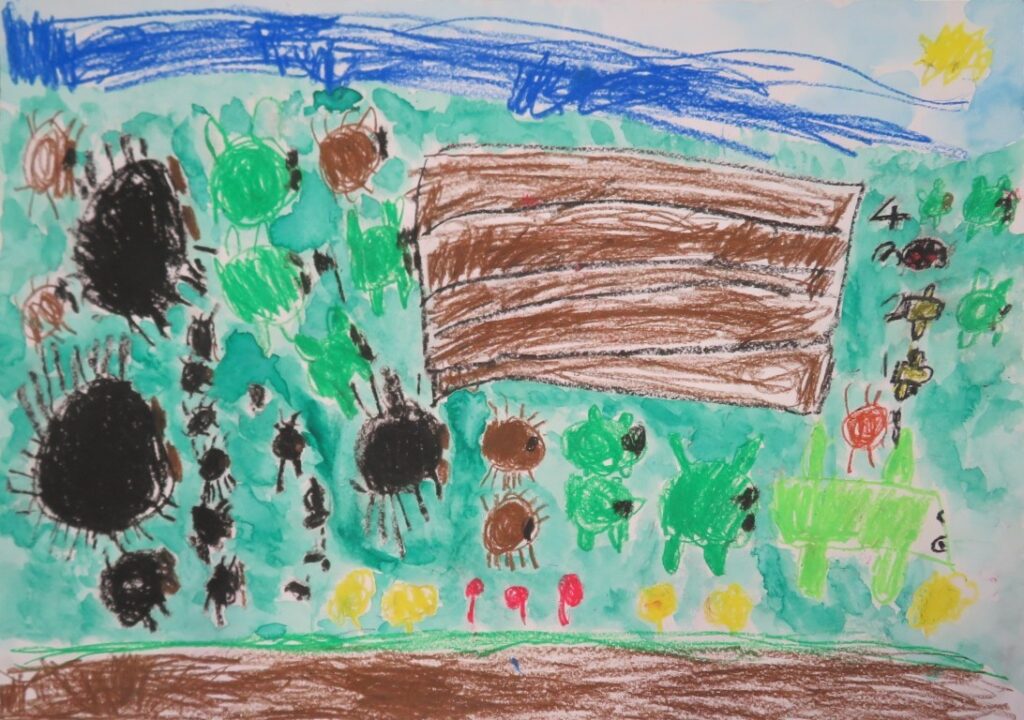 梶原 陸翔（鶴舞小学校１年）「むしたちのうんどうかい」