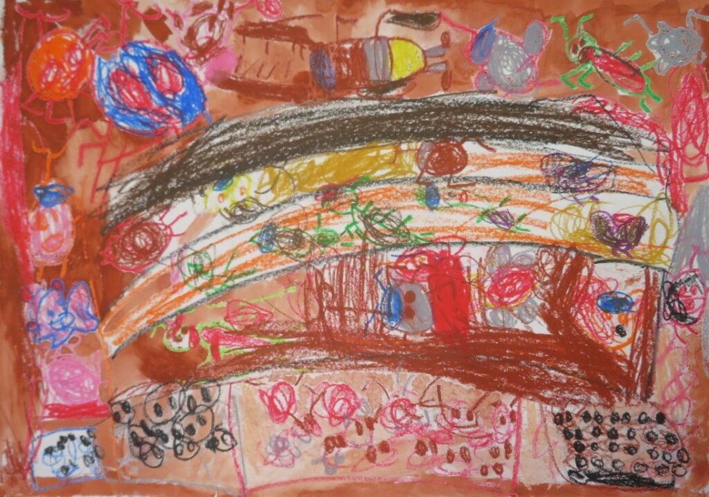 長谷川 豪（鶴舞小学校１年）「むしたちのうんどうかい」