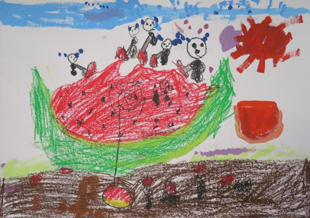 鈴木 翠織（小友小学校１年）「ありとすいか」
