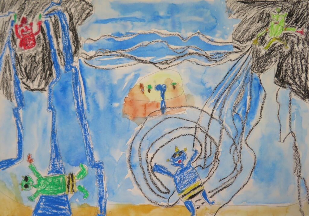 佐藤 日向（矢島小学校３年）「オニのサラリーマンしゅっちょうはつらいよ」