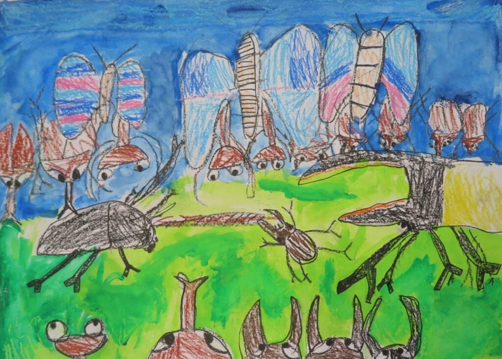 こまつ いつき（矢島小学校１年）「むしたちのうんどうかい」