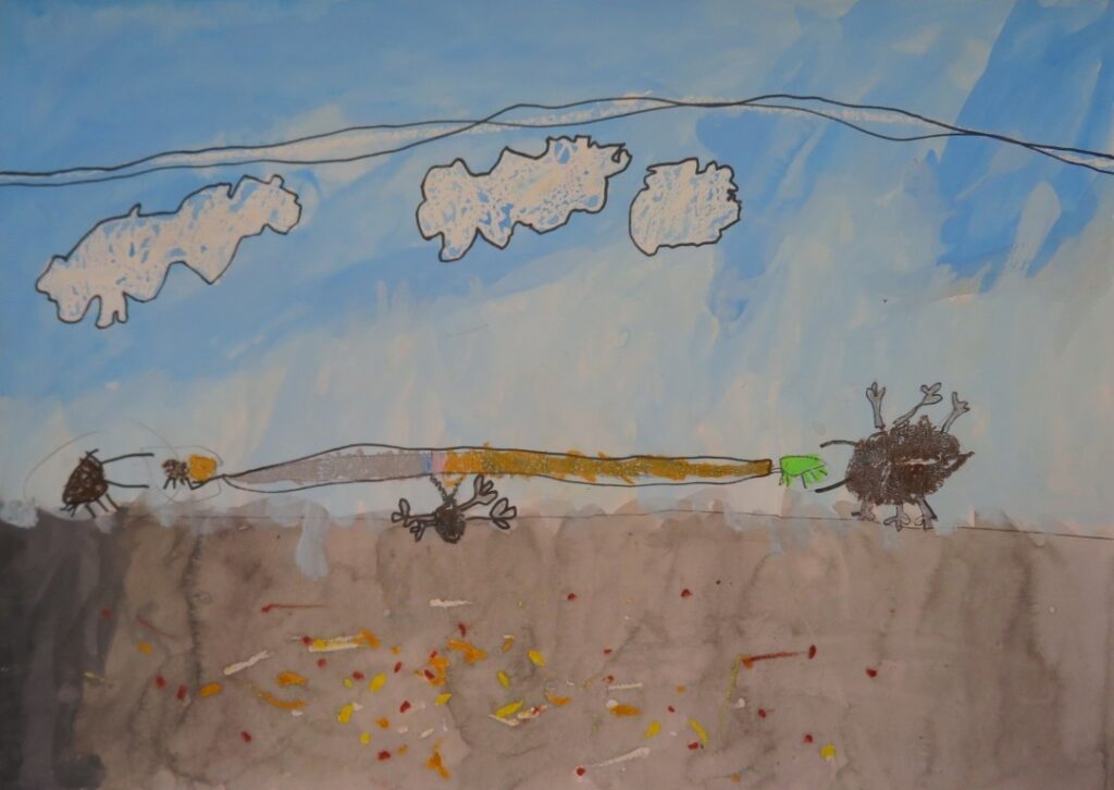 みうら りく（矢島小学校１年）「むしたちのうんどうかい」