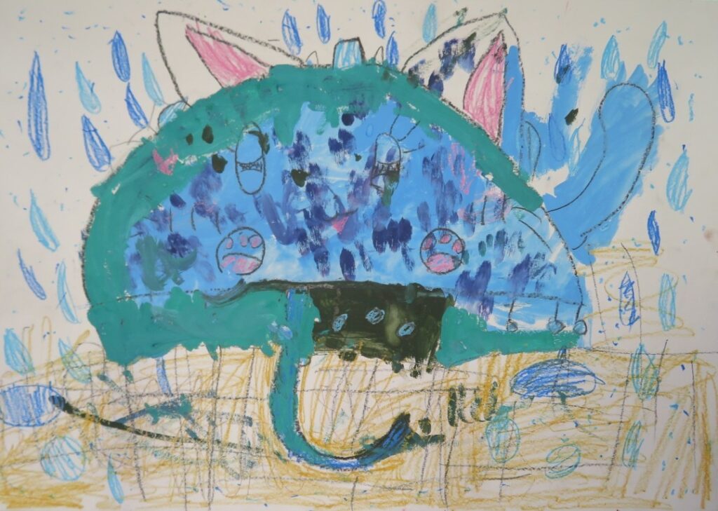 阿部 天絆（西目小学校１年）「ふしぎなカサやさん」