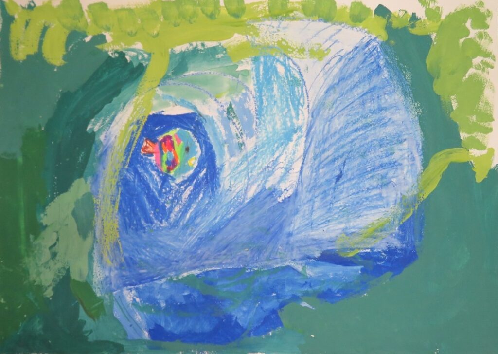 さいとう しゅん（鶴舞小学校２年）
「にじいろのさかな　まいごになる」