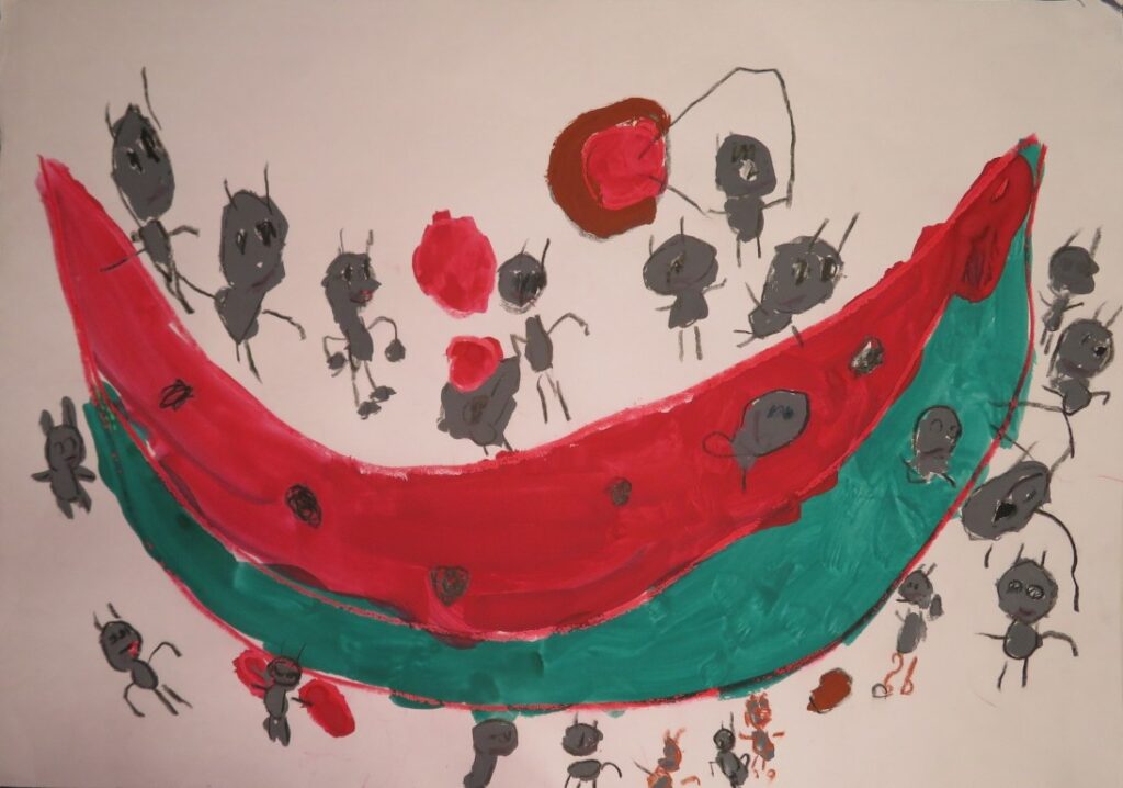 登藤 岳（男鹿市立北浦保育園年中）「ありとすいか」