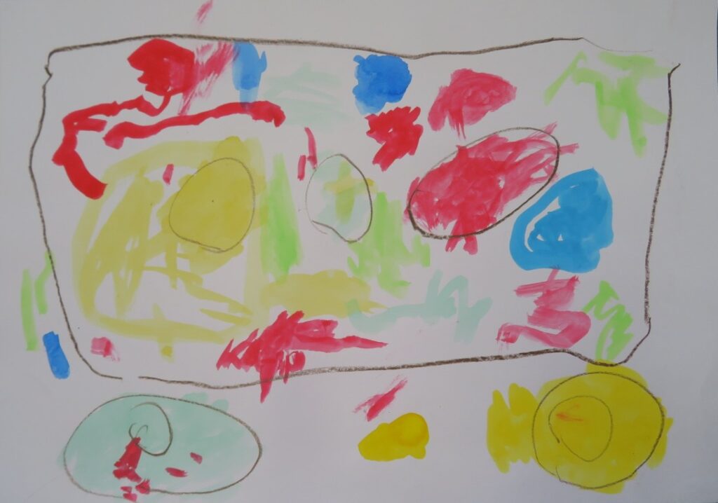 岡野 稀（内越保育園年少）「おべんとうバスのかくれんぼ」