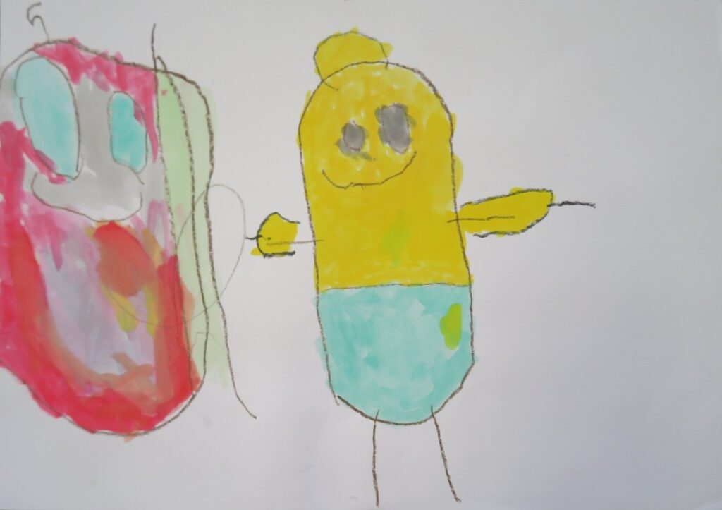 櫻山 莉久（内越保育園年少）「グリーンマントのピーマンマン」