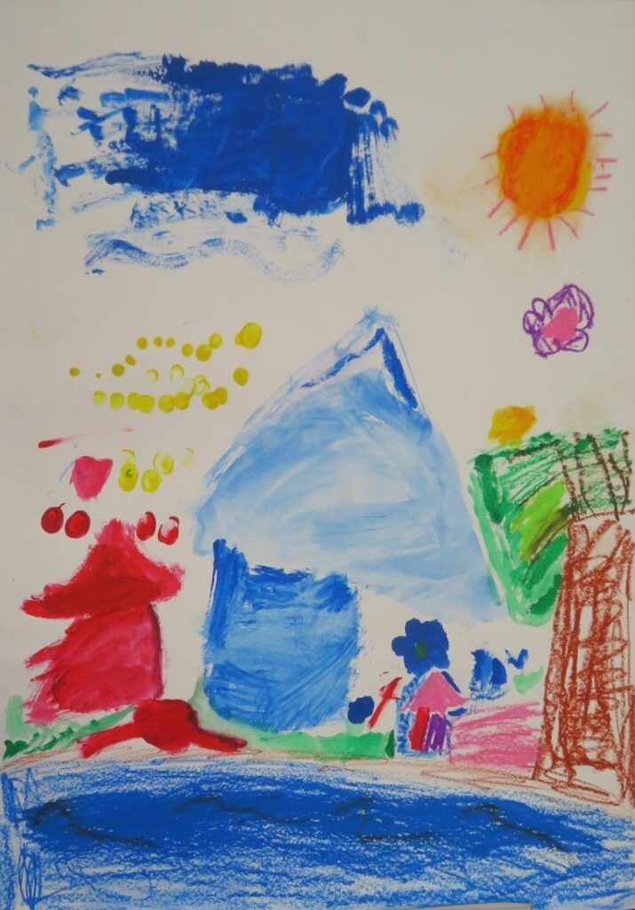 小野 蒼依（尾崎小学校１年）「あさになったのでまどをあけますよ」