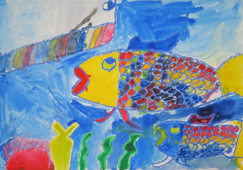 鈴木 大陽（小友小学校３年）「にじいろのさかなとおおくじら」