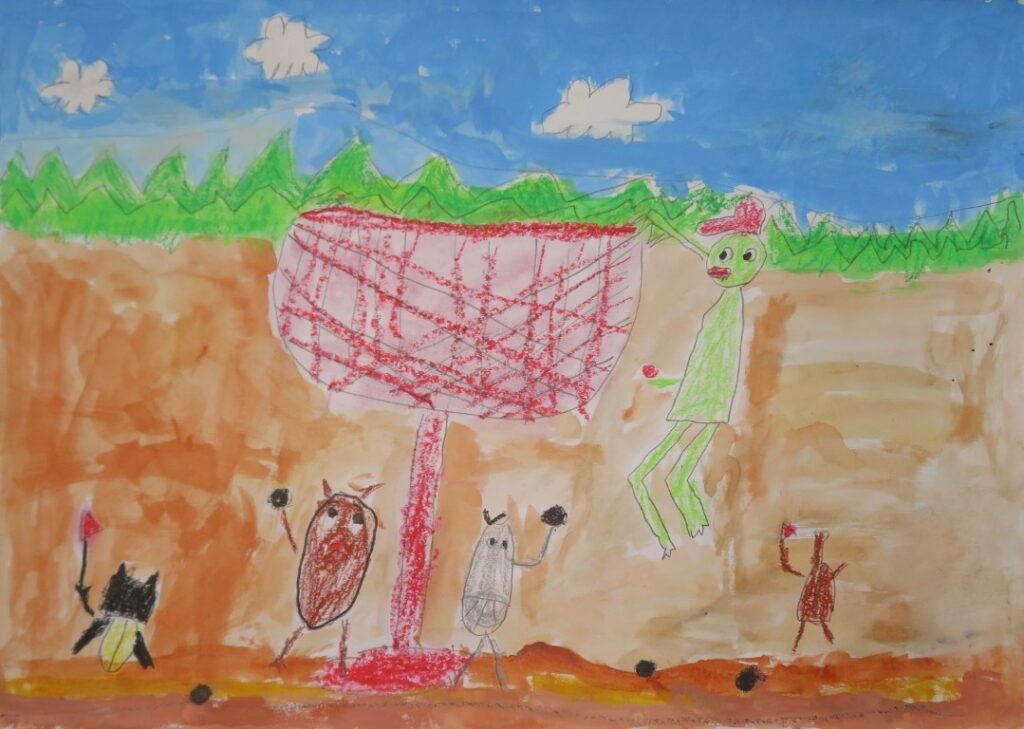 うぬま すみな（矢島小学校１年）「むしたちのうんどうかい」