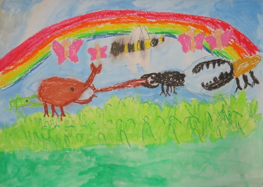 がまだ しょうり（矢島小学校１年）「むしたちのうんどうかい」