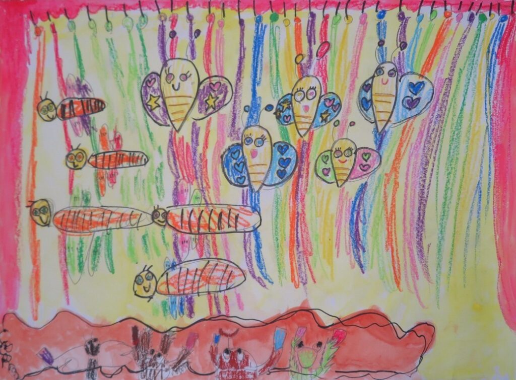 さとう らむ（矢島小学校１年）「むしたちのうんどうかい」