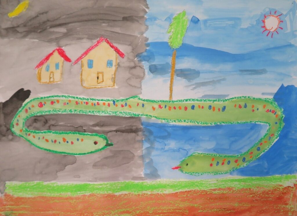 菊地 詩（大内小学校３年）「ながいながいへびのはなし」