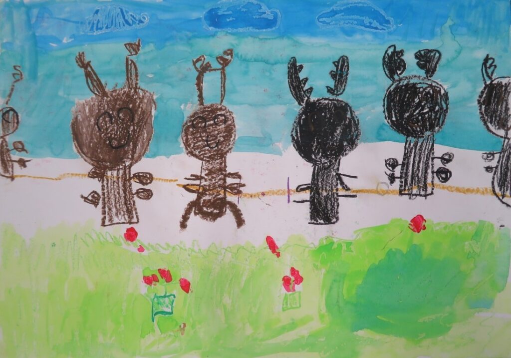 かとう あらた（大内小学校１年）「むしたちのうんどうかい」