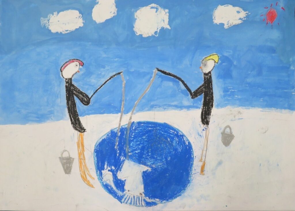 阿部 蒼平（東由利小学校１年）「ペンちゃんギンちゃん　おおきいのをつりたいね！」