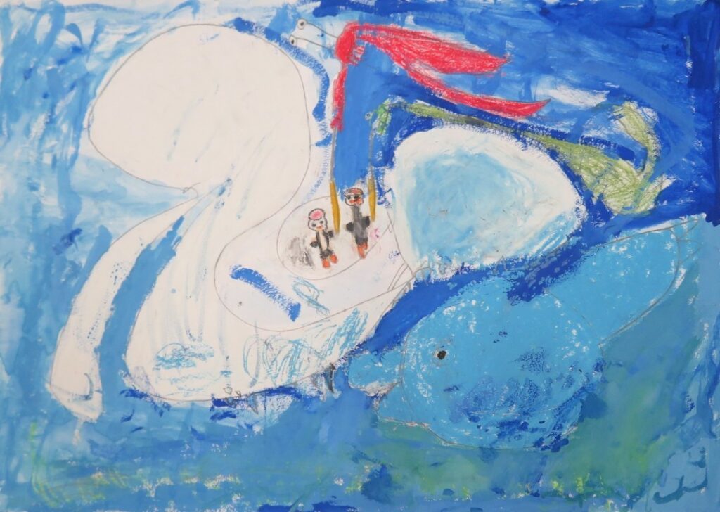 金子 奨（東由利小学校１年）「ペンちゃんギンちゃん　おおきいのをつりたいね！」