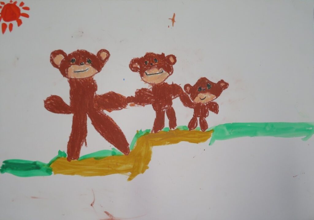 柳橋 樂（西目小学校２年）「３びきのくま」