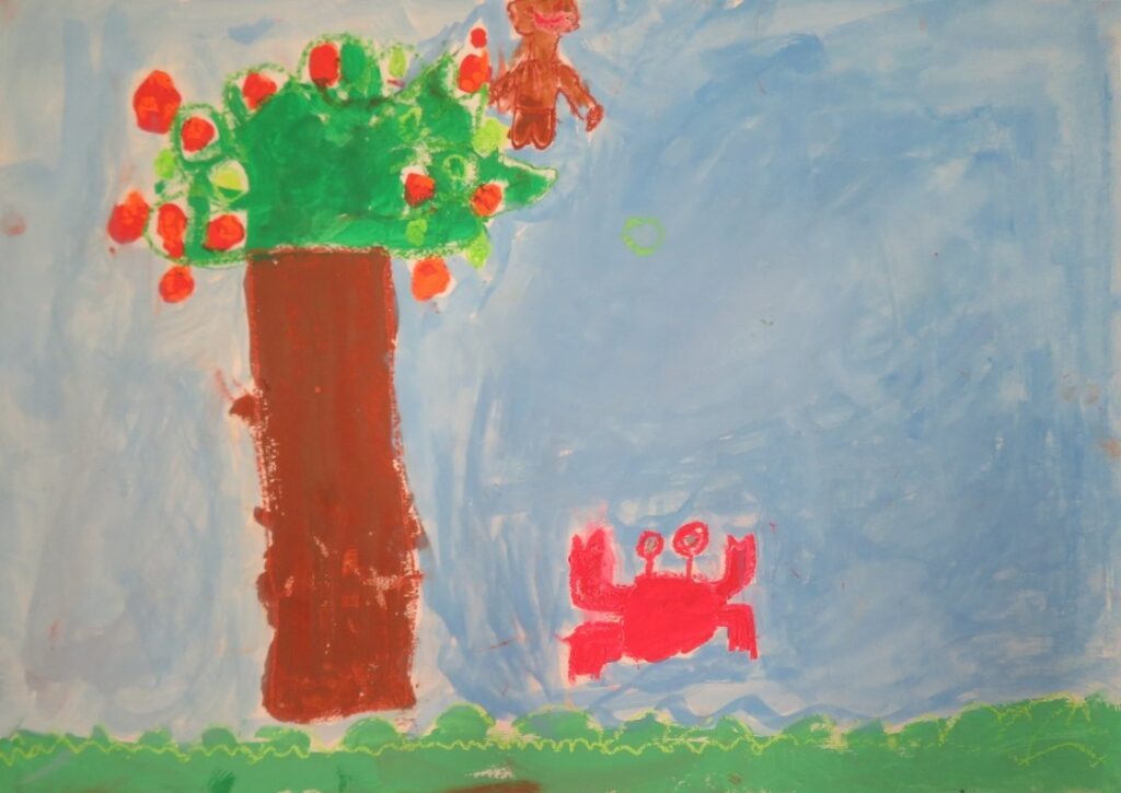 佐藤 麗広（金浦小学校２年）「さるかにがっせん」