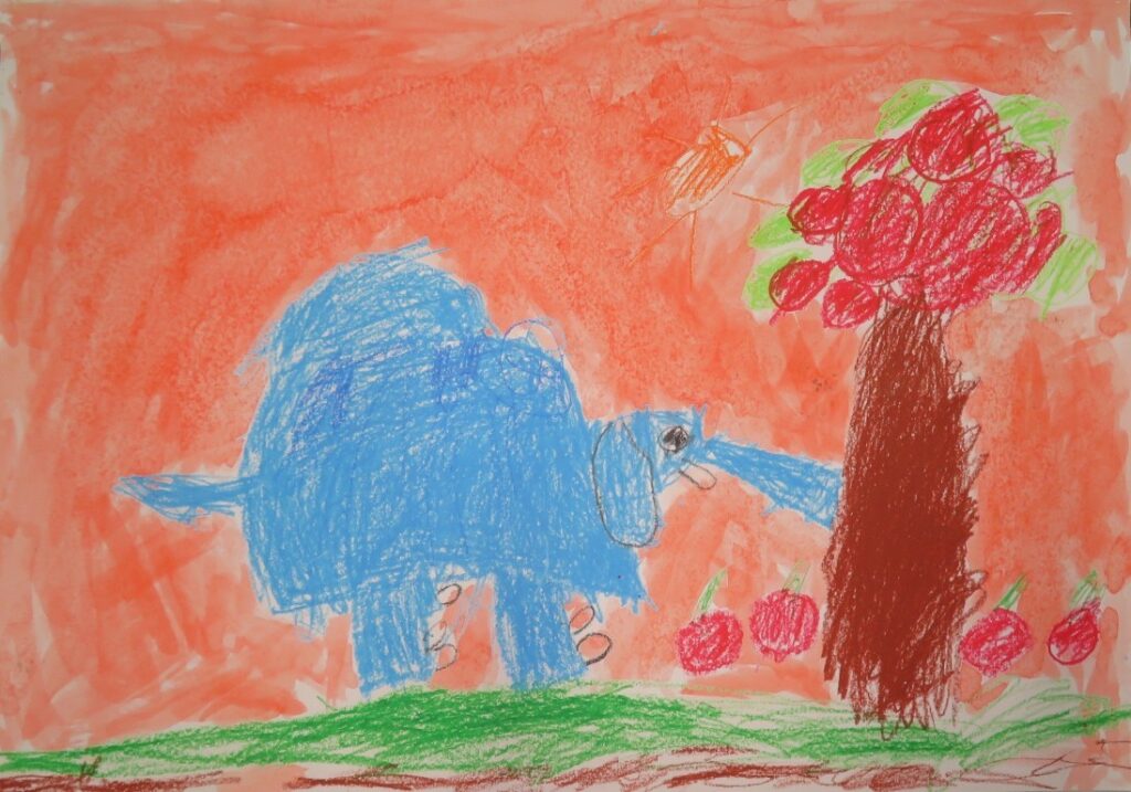 石垣 翔衣（象潟小学校１年）「みずいろのぞう」